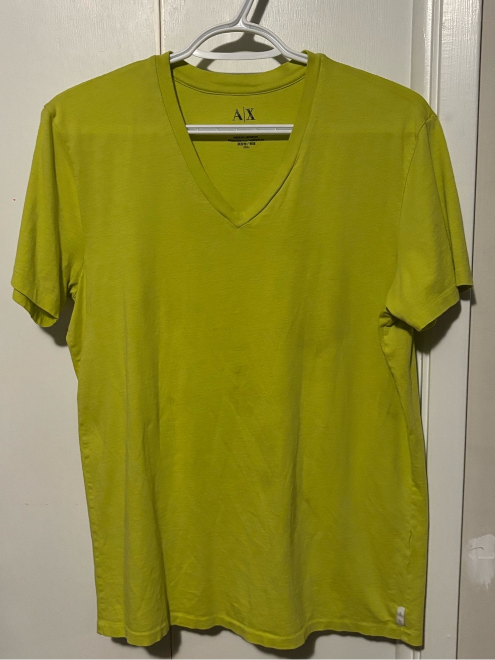 A/X Armani Exchange Men's V-Neck Tee in Lime Green